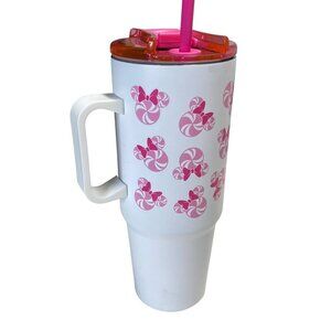 Disney Christmas Pink Minnie Mouse Peppermint Candy Stainless Steel Tumbler